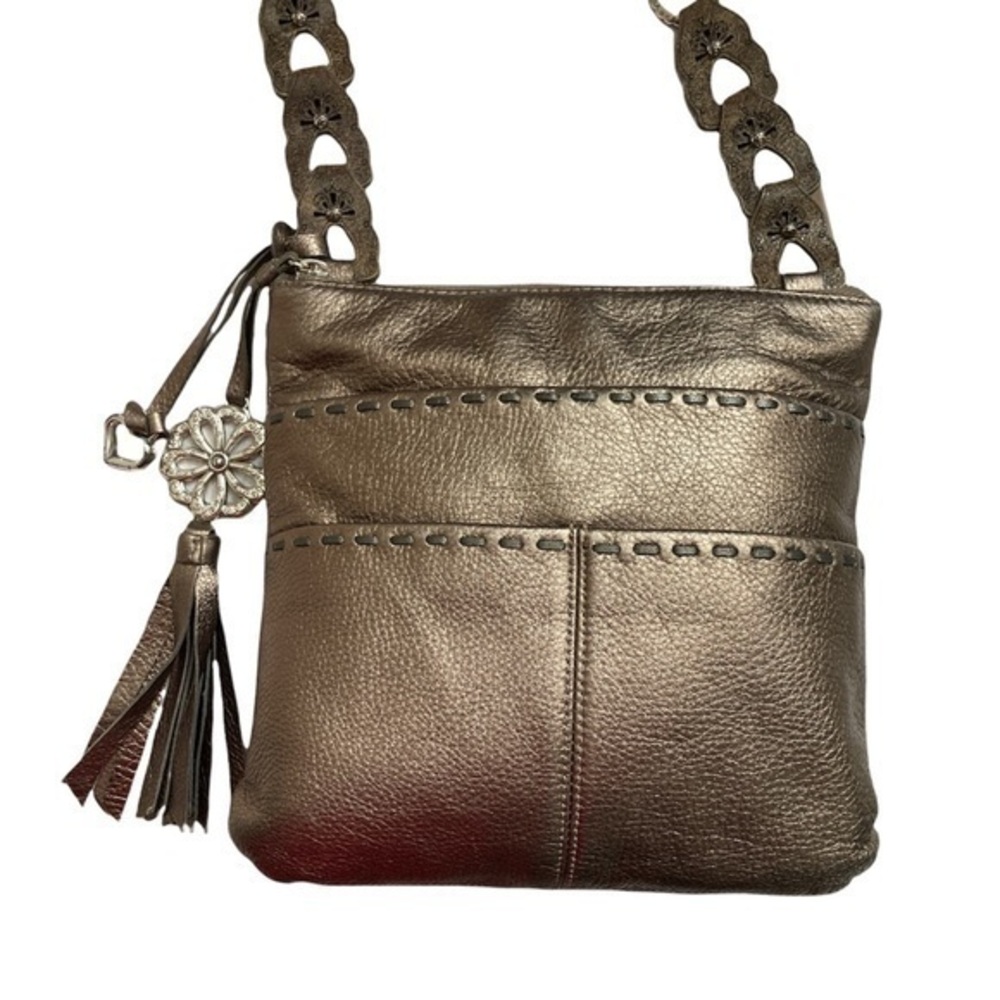 Brighton bronze leather messenger bag adjustable strap